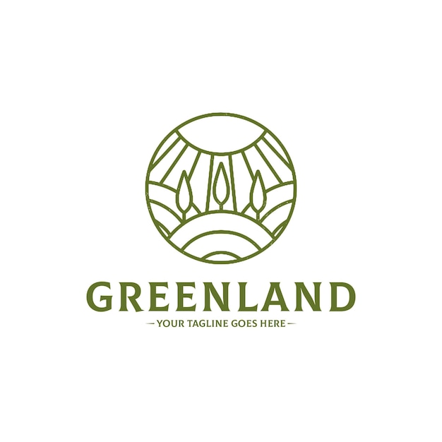 Green Landscape Logo Template isolated on white