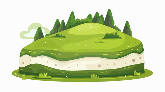 Vector green landscape on top of cake flat vector isolated