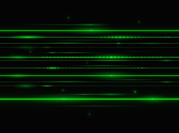 Green laser beam lights Vector flare