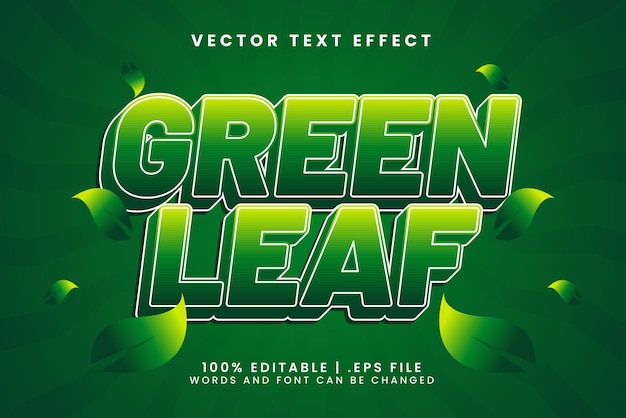 Green leaf 3d editable text effect with nature and eco text style