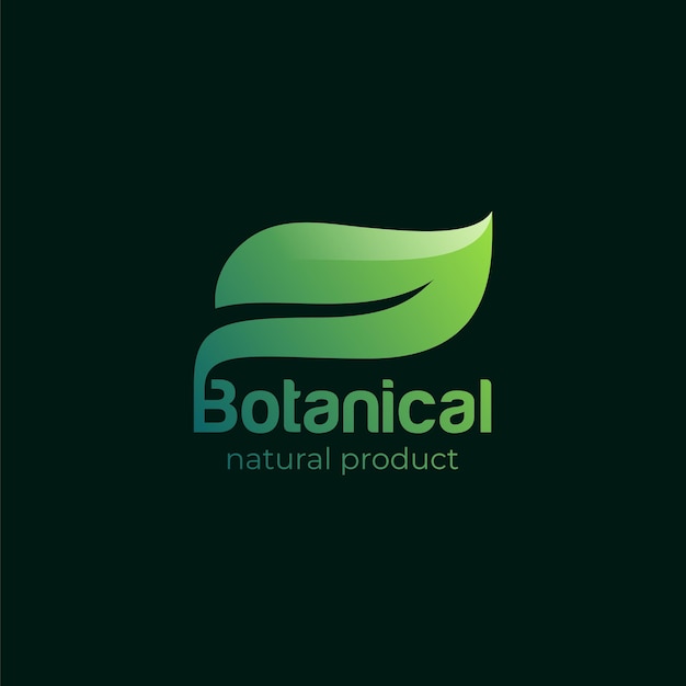 Green leaf Botanical natural food typography logo template organic product logo