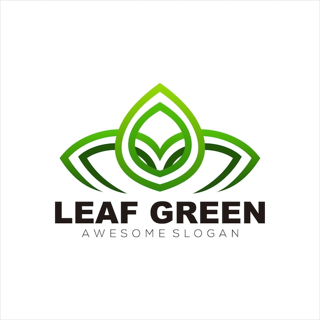 green leaf colorful logo gradient illustration