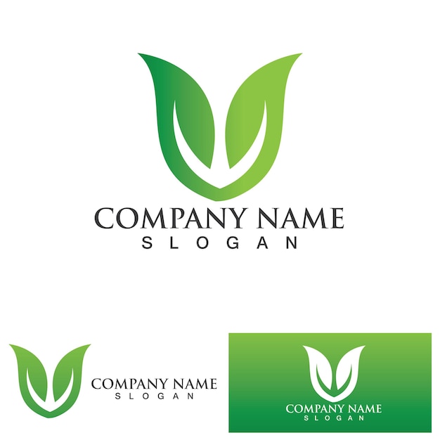 Green leaf ecology nature element vector logo