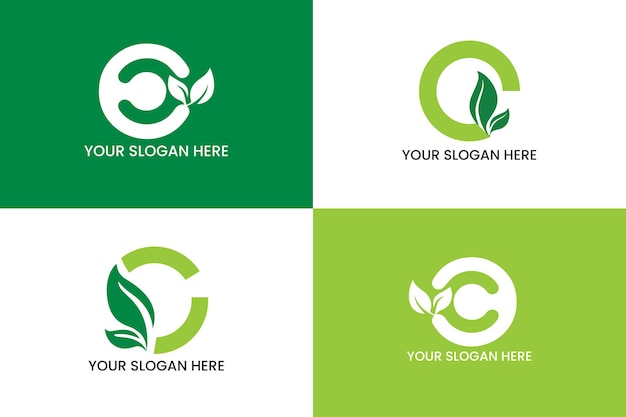 Green leaf ecology nature theme logotype flat abstract isolated vector illustration