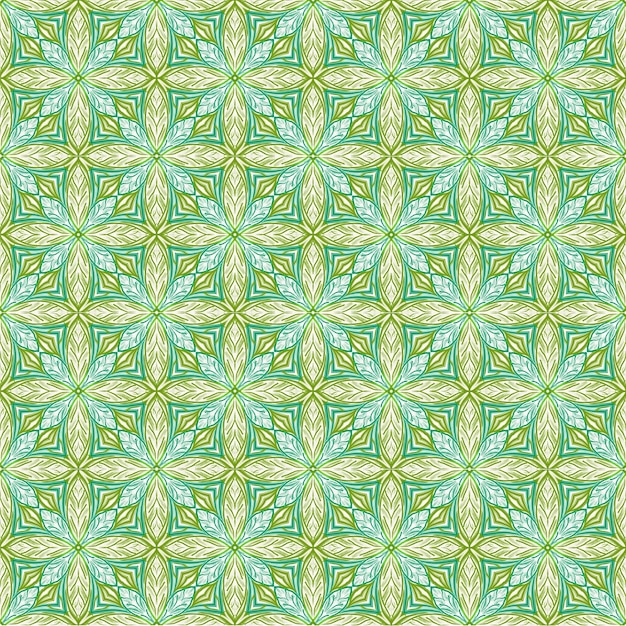 Green leaf and flower seamless fabric pattern illustration creative boho fabric pattern background