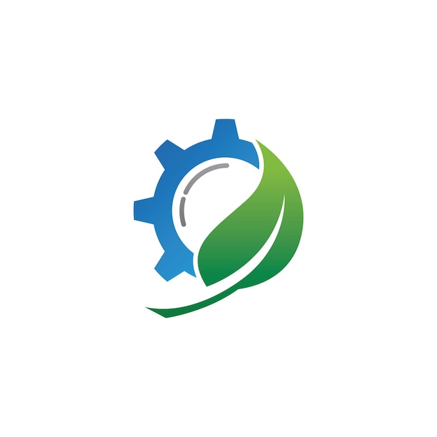 Green leaf  Gear Icon Logo Design Element