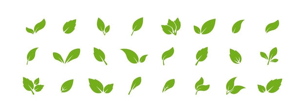 Green leaf icon set Vector EPS 10