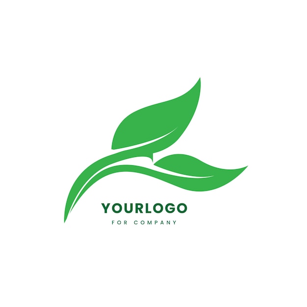 A green leaf icon and symbol design used in fresh natural logo template