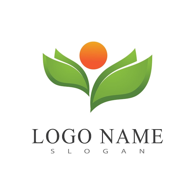 Green leaf illustration nature logo design