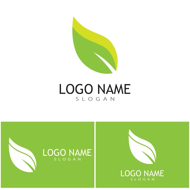 Green leaf illustration nature logo design