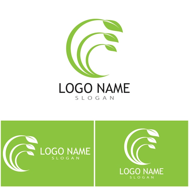 Green leaf illustration nature logo design