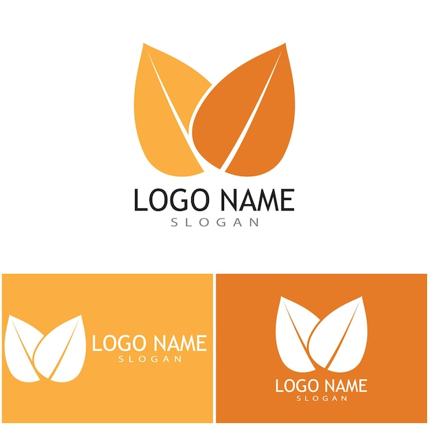 Green leaf illustration nature logo design