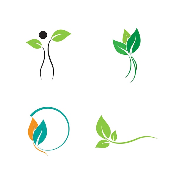 Green leaf illustration nature logo flat design template