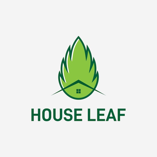 green leaf logo design with house