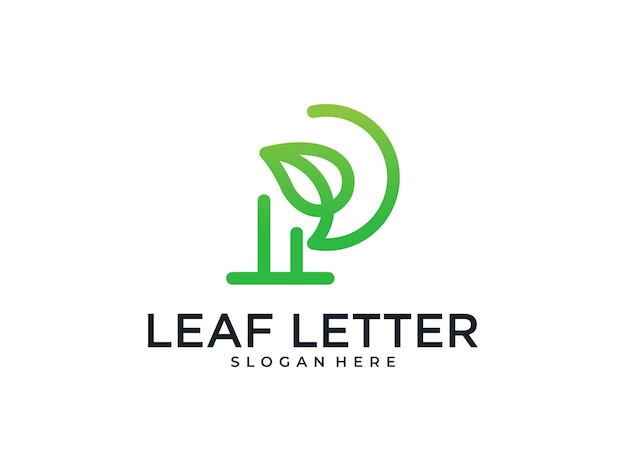 Green leaf nature with letter P logo design