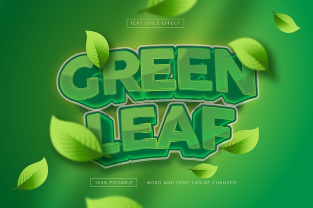 Green leaf text effect editable