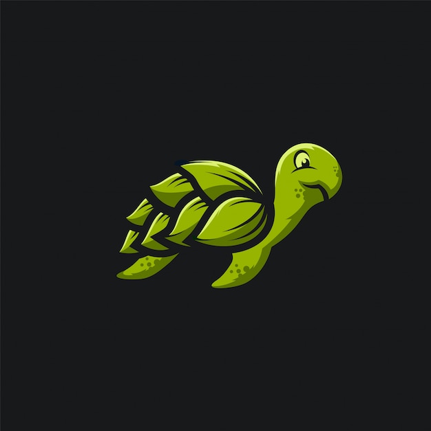 Green leaf turtle logo ilustration