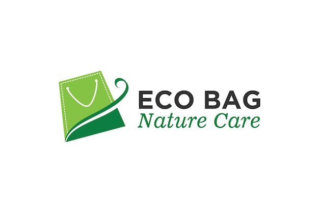 Green Leaf with Bag Shop for Nature Market Store logo design