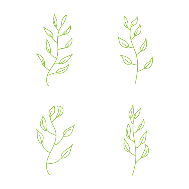 Green leafy plant with decorative art isolated vector illustration