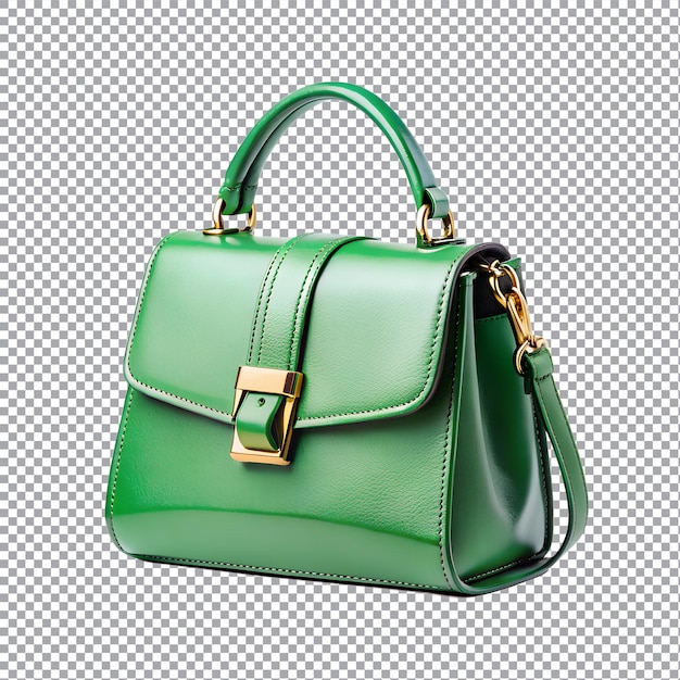 Vector a green leather bag with gold trim and a gold buckle