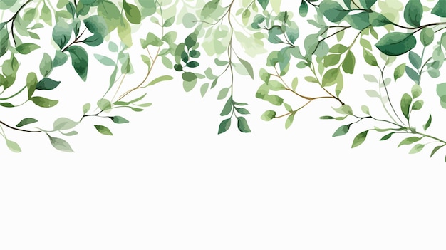 Vector green leaves and branches border design for greeting cards