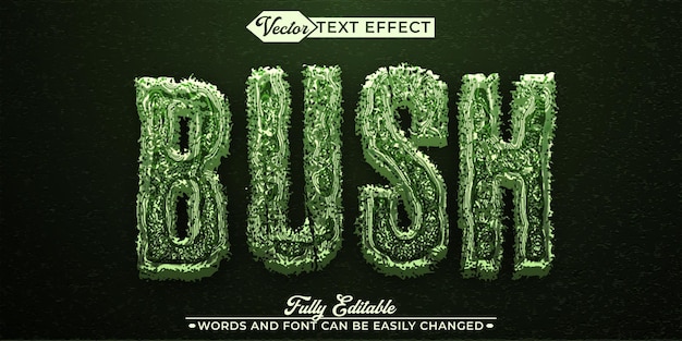 Vector green leaves bush vector editable text effect template