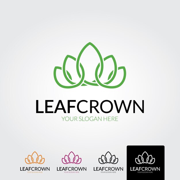 Green Leaves Crown abstract Logo design vector template.