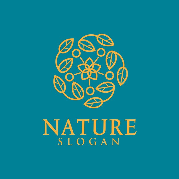 Green leaves logo design circle eco nature emblem icon symbol beauty elegant logo