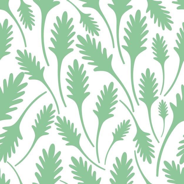 Green leaves seamless floral pattern