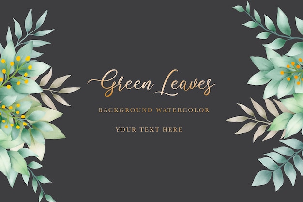 Green leaves watercolor background