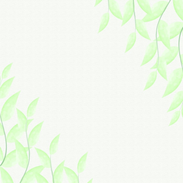 Green leaves watercolor frame background simple vector illustration