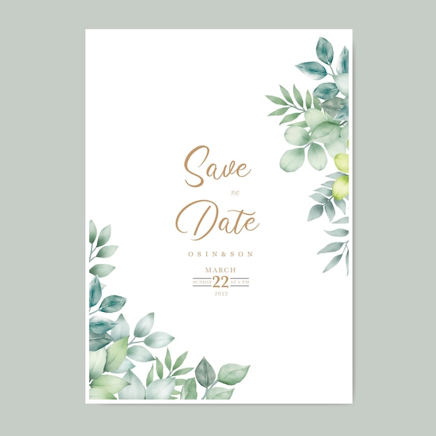 green leaves wedding card set