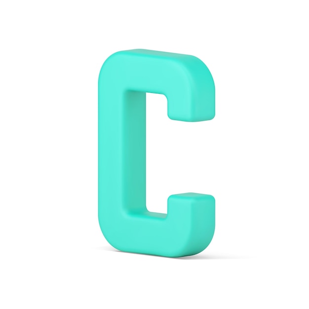 Green letter C 3d icon Language symbol for volumetric typography