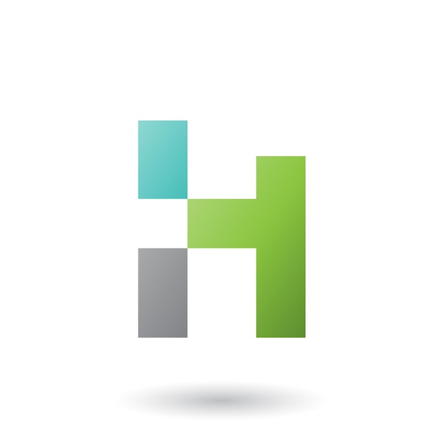 Vector green letter h with rectangular shapes vector illustration