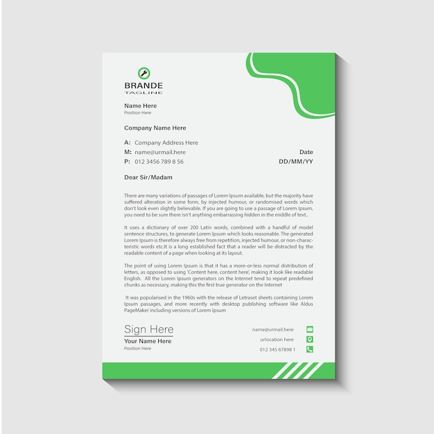 green letterhead design