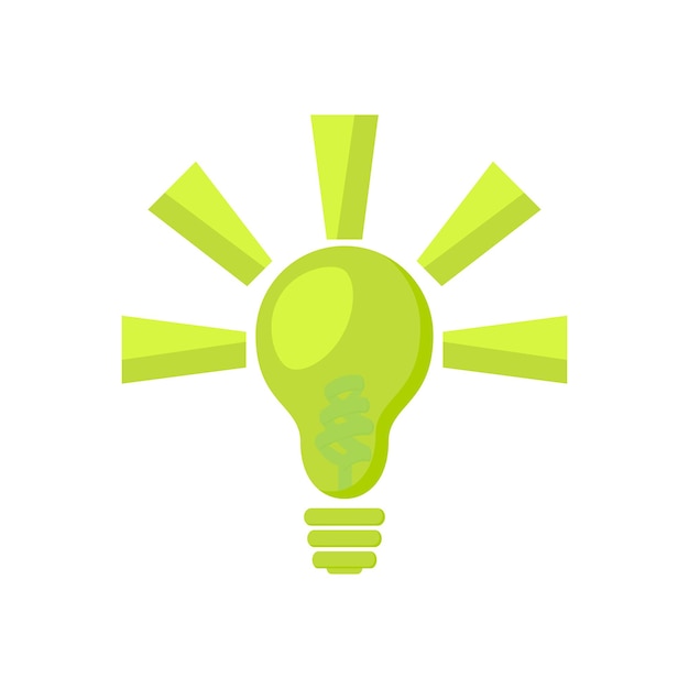 Vector green light bulb electricity icon logo eco bio flat renewable energy electric power careful consumption environmentally friendly business website logo business concept simple stylish isolated white