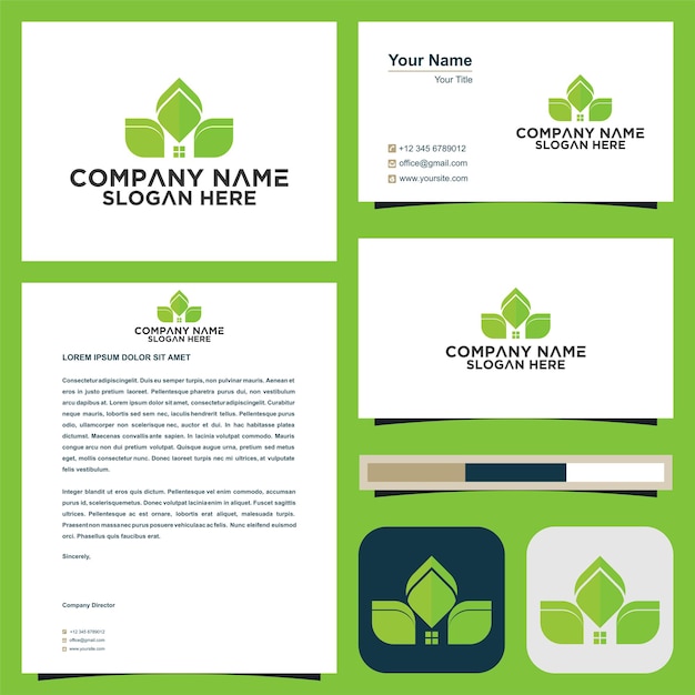 Green logo and business card premium