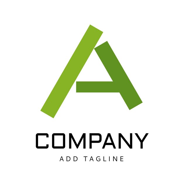 Green A logo with COMPANY and placeholder for tagline