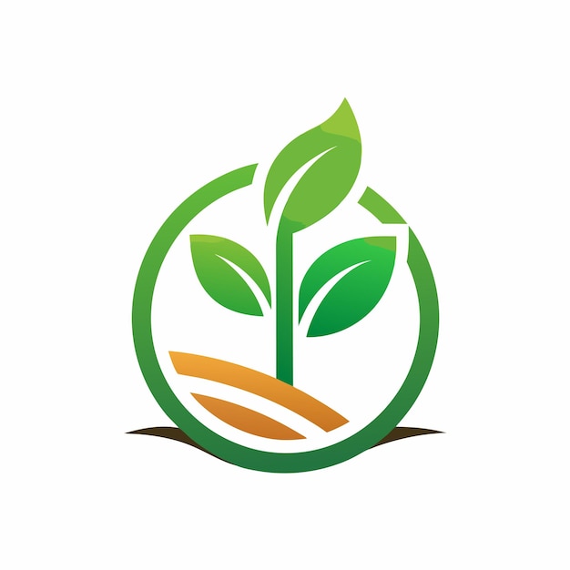 a green logo with a plant in the middle of it