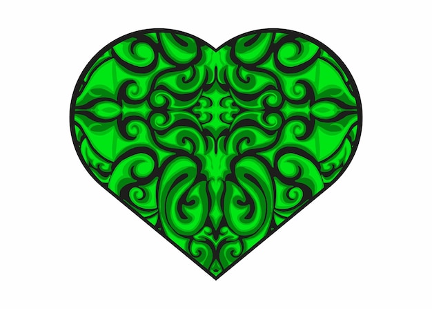 Green Love Ornament Vector Design For Valentine Decoration