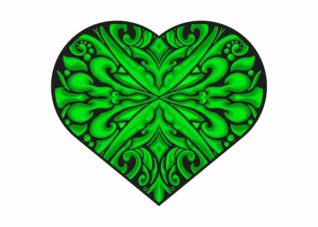 Green Love Ornament Vector Design For Valentine Decoration