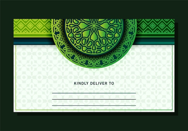 Green mandala greeting card design