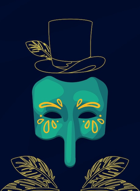 Green mardi gras mask