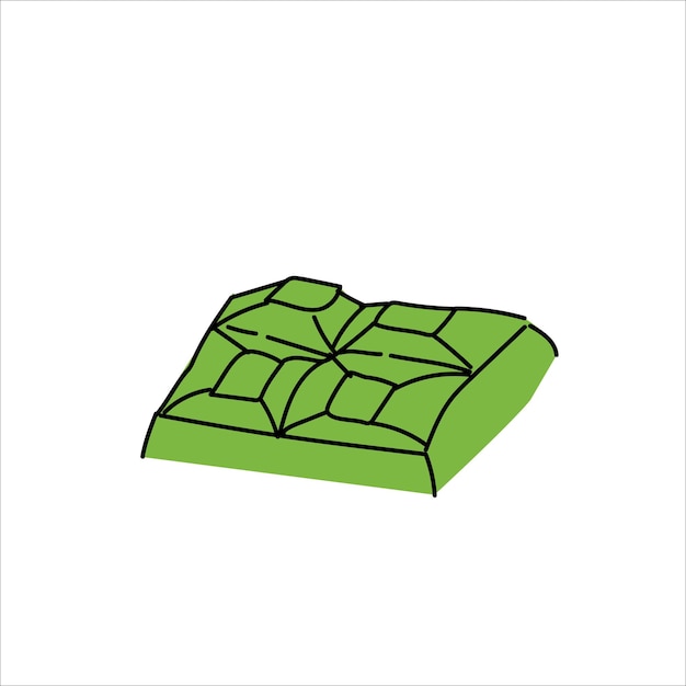 Green matcha chocolate of slice in flat style vector illustration isolated can used for matcha tea