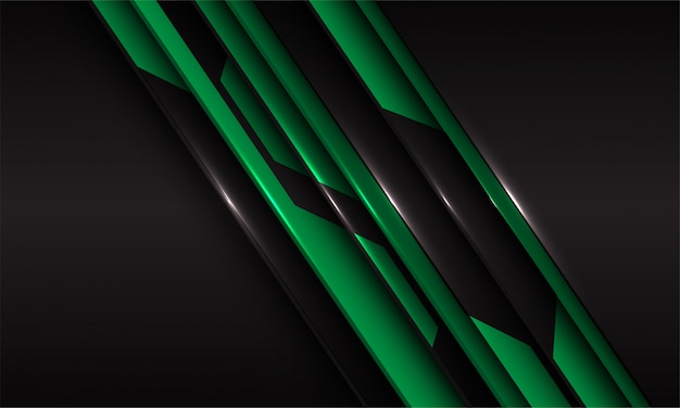 Green metallic circuit line slash black futuristic technology background.