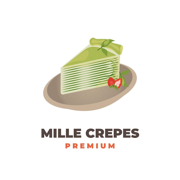 Green Mile Crepes Vector Illustration Logo With Matcha Flavor