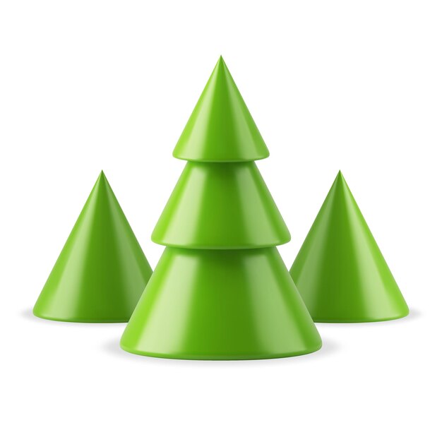 Green minimalist geometric Christmas tree forest winter holiday traditional festive 3d icon vector