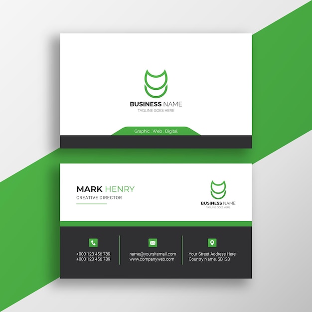 Green modern and simple business card template