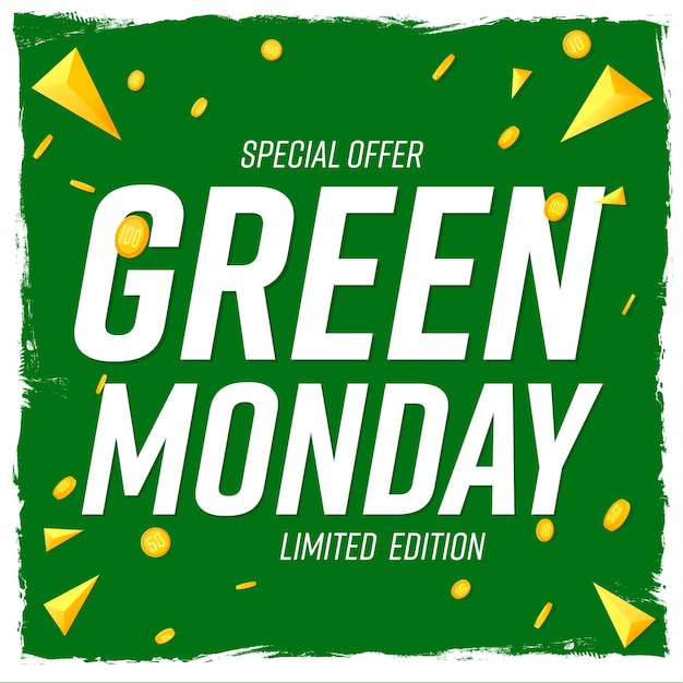 Vector green monday sale poster design template or banner for shop and online store vector