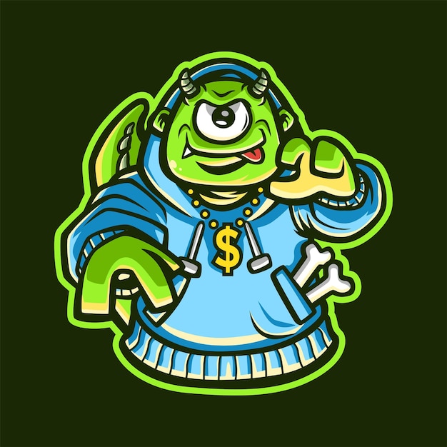 Green Monster wearing hoodie cartoon